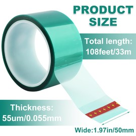 LOQJSS Resin Tape for Epoxy Resin Molding, 2IN W x 108FT L Thermal Adhesive Tape,High Temperature Resistance Easy Peeling Release Resin Tape for River Tables,Remove Residue