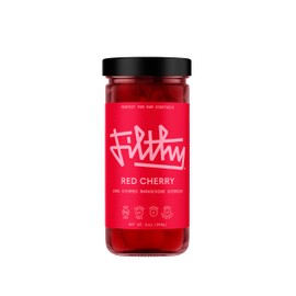Filthy Red Maraschino Cocktail Cherries, Premium Cocktail Garnish, Long Stemmed Maraschino Cherries, Non-GMO, Gluten Free, Vegan, 9 Oz Jar, 15 Cherries