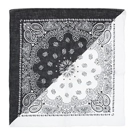 Topkids Accessories Paisley Bandanas for Women and Men, Hair Bandana, Neck Scarf Men, Neck Warmer Men, Head Band, Bandana Scarf, Face cover, Bandana Headband (Black & White Two Tone)