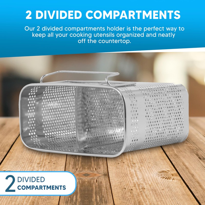 HOME&I Silverware Drying Basket, Hanging Rectangular Utensil Holder with 2