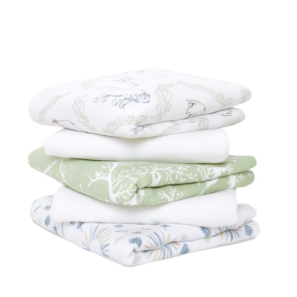 aden + anais Essentials Musy Squares, 100% Cotton Muslin, Lightweight and Beathable Diaper Bag Essential, 5 Pack, Harmony