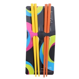 2 Sets of Wooden Hair Sticks Chopsticks - Orange & Yellow