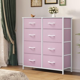 YITAHOME Double Dresser, Fabric Dresser with 8 Drawers, Chest of Drawers for Closet, Living Room, Sturdy Steel Frame, Wooden Top, Easy Pull Handle