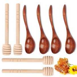 ZXJLWR Honiglöffel, 8 Stück Honiglöffel Holz, 15cm Honig Sticks, Exquisite Hölzerne Honiglöffel, Honig Dipper, Natürliche Hölzerne Löffel für Rühren Honig Kaffee Tee Suppe Marmelade