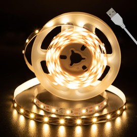echosari Strip Lights USB 5V, 9.8Ft 180 LED Strip Lights 2835 SMD Super Bright with Self-Adhesive DIY for Cabinet Photo Frames Desks Monitor Shelves Decor (Warm Whtie)