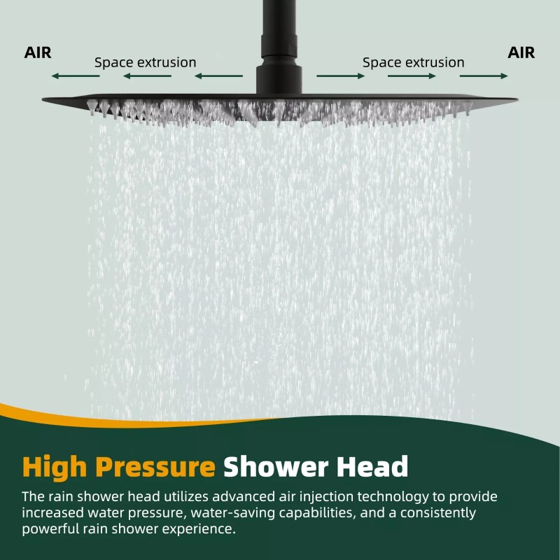 Hibbent All Metal 10'' Rainfall Shower Head Combo,High Pressure Handheld