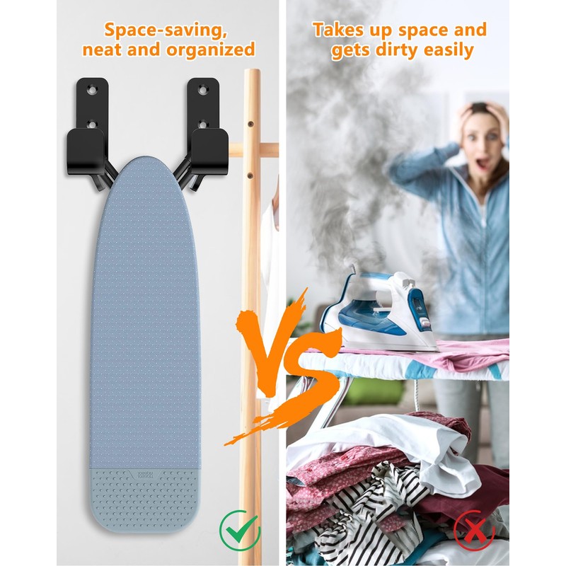 MUSVOH Ironing Board Wall Mount, Stainless Steel Ironing Board Hanger