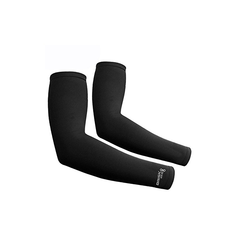 Brisk cycling arm warmer sleeve soft shell thermal Black compression