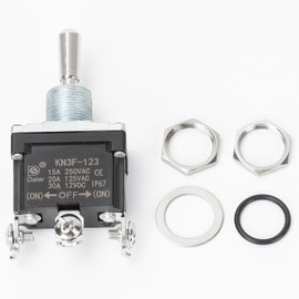 IP67 Waterproof Toggle Switch AC/DC Momentary (ON) OFF-(ON) Does Not Snap In, 15A 250VAC, 30A 12VDC