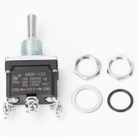 IP67 Waterproof Toggle Switch AC/DC Momentary (ON) OFF-(ON) Does Not Snap In, 15A 250VAC, 30A 12VDC