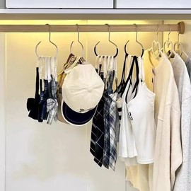 Pack of 5 Belt Rings Belt Holder, Multifunctional Hat Holder, Scarf Holder, Tie Hanger with Laundry Hooks, for Organising Belts, Handbags, Scarves, Caps & Bags