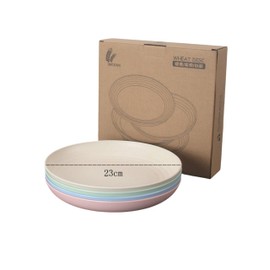 4 Pack Wheat Straw Plates Reusable Dinner Plates, Durable & Lightweight, Perfect for Home, Parties, Camping, and Outdoor Use Dishwasher Safe (23 9IN)