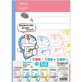 Nakabayashi HB5-H510-5P Fujiko Pro / I Mudraemon Swing Logical Notebook, Semi B5/Square 0.2 inch (5 mm) Ruled, 30 Sheets, Pop Color, Pack of 5