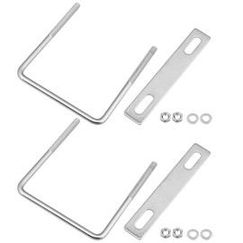 CNBTR 2PCS M8 304 Stainless Steel Square U-Bolt with Metal Plate,Screw and Gasket