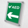 V Safety AED Arrow Left Automated External Defibrillator Acrylic Sign