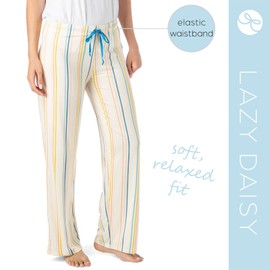 Hello Mello Signature Lounge Pants Womens Soft Pajama Bottoms Elastic Waistband Drawstring Tie - Havana Nights, Large/X-Large