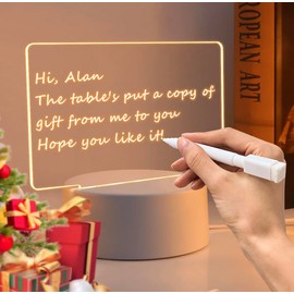 LED Message Board with Pen/Stand,Acrylic Dry Erase Board,Art Creative Desktop Illuminated Wordpad, Light up Message Board Memo Board for Desk Office Cafe School Home