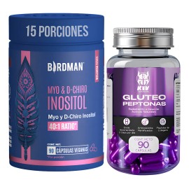 Glúteo Peptonas Kiv + Myo & D-chiro Inositol 90 Cáps Birdman