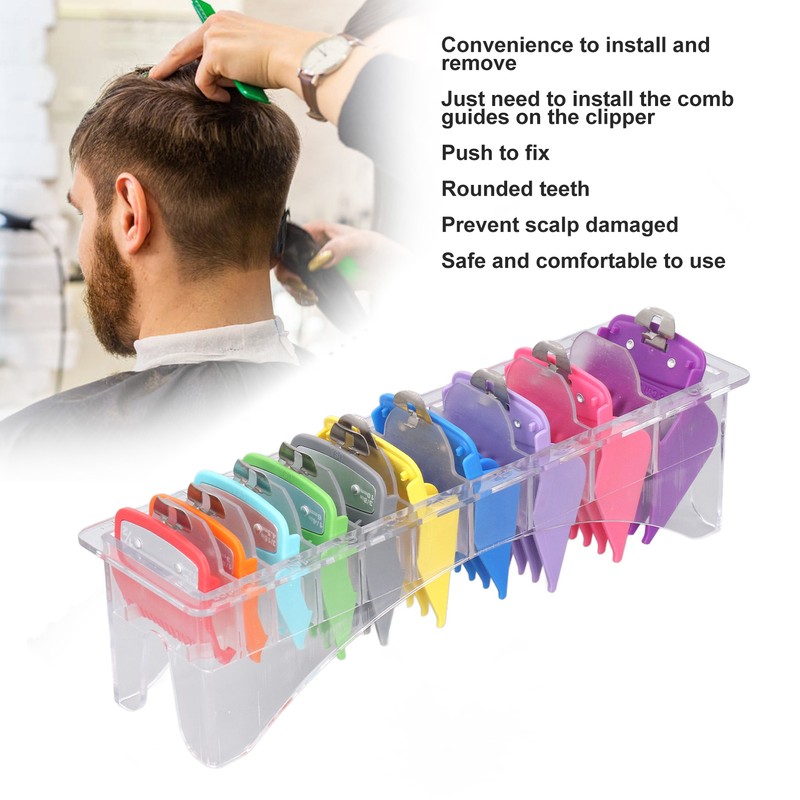 10 Sizes Hair Clipper Combs Guides Professional Colorful Number Coded