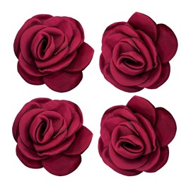 Sanrich Women's Brooches 4pcs Rose Flower Hair Clip Mexican Hair Flowers Clips Hairpin Brooch Tea Party Hats Headpieces (burgundy)