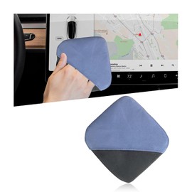 Ohleats Car Screen Cleaner, 4.13"×4.13" Square Microfiber Auto Screen Cleaning Pad, Foldable Touch Screen Cleaner Cloth for Vehicle Dashboard LCD Display, Interior Car Accessories (Blue&Gray)