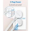Flat Plug 1Ft Short Extension Cord, White 90-Degree Plug Low