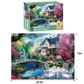300 Piece Puzzles for Adults,Beautiful Nature Landscape Puzzle for Adults Kids Seniors,Recycled Cardboard Unique House Puzzle 300 Piece,Challenging Family Game Great Gift for Family Friends,20.5x15 in