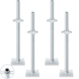 Zonon 4 Pcs Adjustable Scaffolding Leveling Jack Hollow Screw Jacks with Base Plate for Baker Style Scaffolding Baker Scaffold (24 Inch)