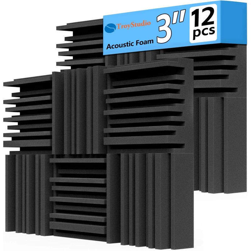 Troystudio Thick Acoustic Foam Panels, 12 X 12 X 3