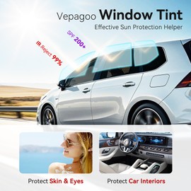 Vepagoo 3% VLT Ceramic Car Window Tint Film (20" x 10FT) - Heat & Glare Reduction, Blocks UV & IR Rays, Scratch Resistant, Privacy Car Window Tint Fit for Sedan