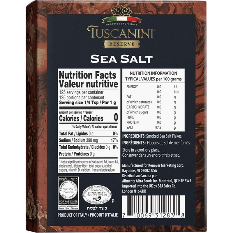 Tuscanini Italian Smoked Sea Salt Flakes, 4.4oz | Flaky Sea