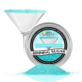 Rimming Sugar - Ocean Blue (4oz 1x Tin) | Drink Rimmer for Beverages, Cocktails, Margaritas by Brew Glitter