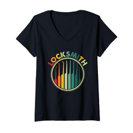 Womens Locksmith Retro Shirt Lockout Specialist V-Neck T-Shirt
