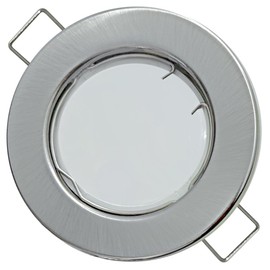 6er Set Flache SMD LED Modul Einbauleuchten, STEP DIMMBAR, Edelstahl gebürstet, 5W, 230V, starr, Klemmring, Einbautiefe 28mm, Bohrloch 55-65mm, LED Spots für Decke, Wohnzimmer, Küche, Flur usw.