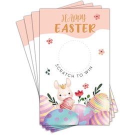 Haizct 50 Pack Easter Scratch Off Game for Adult Party Events, Easter Game Card, Easter Lucky Cards, Easter Party Game, Family Gatherings, Business Events, Kids Groups (Happy Easter)