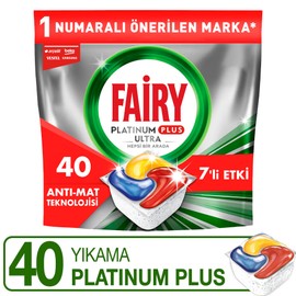 Fairy Platinum Plus Bulaşık Makinesi Deterjanı Kapsülü/Tableti 40 Yıkama Limon Kokulu