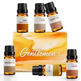 RAINBOW ABBY RAINBOW ABBY Fragrance Oil Gentlemen's Set - Leather, Bay Rum, Teakwood, Cedar, Sweet Tobacco, Sandalwood Aromatherapy Oils for Candle & Soap Making, Diffuser Oil Scents (6x10ML)