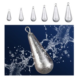 Fishing Pear Lead Set, CAASFOOY 30 Pieces Pear Lead with Eyelet, Casting Sinker, Water Drop Fishing Weights, Fishing Drop Shot Weights, Lead Weights Fishing Accessory Set, 5/10/15/20/30/40 g