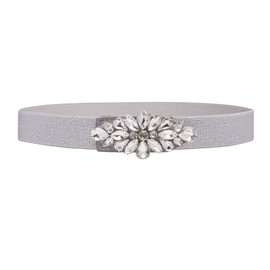 YooAi Womens Belts for Dress Fashion Rhinestone Elastic Bow Belt Skinny Waist Belt Silver 74 M