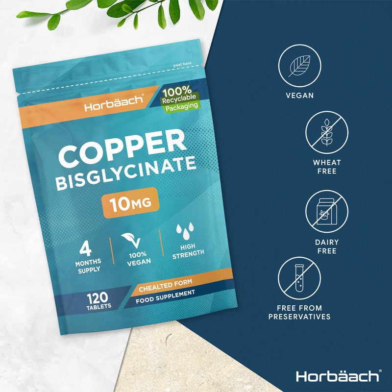 Copper Bisglycinate 10mg | Chelated Form | High Strength Copper