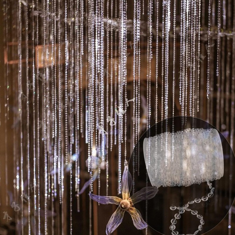 CENZICOM 30 Meters Crystal Beads Garland Strand, Iridescent Clear Acrylic