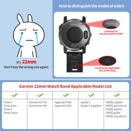 NotoCity Compatible with Fenix 6 Strap 22mm Band for Fenix 6/Fenix 6 Pro/Fenix 5/Fenix 5 Plus/Forerunner 935/Forerunner 945/Approach S60/Quatix 5(black)