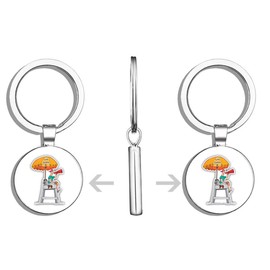 HJ Media Life Guard Cartoon Metal Steel Keychain Ring Double Side Key Chain