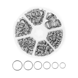 Mandala Crafts - Anillos de doble división para llaveros, anillos de doble salto para hacer joyas, llaveros pequeños, llaves, candelabros, atrapasoles varios tamaños, plata, 540 unidades