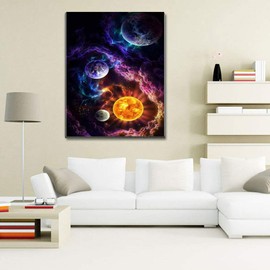 5D Diamond Painting Diamond Painting Pictures, Wowdecor Galaxy Universe Planet Starry Night Full Set Large DIY Diamond Painting by Numbers