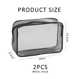Pack of 2 Transparent Storage Bags, Transparent PVC Cosmetic Bag, Transparent Pencil Case, Portable Toiletry Bag, Waterproof Travel Storage Bag