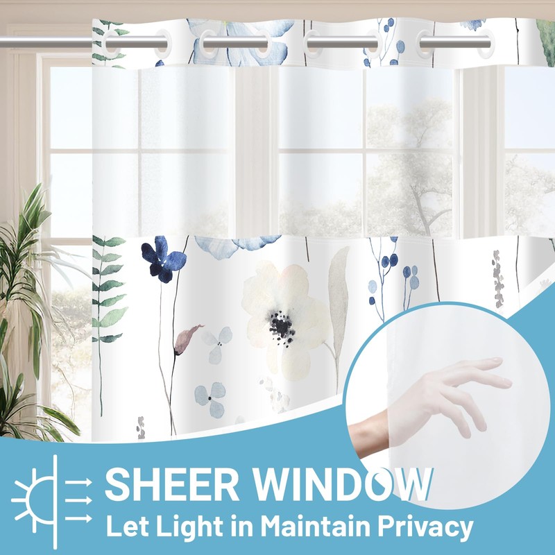 WITHLOC No Hook Shower Curtain with Snap in Liner -