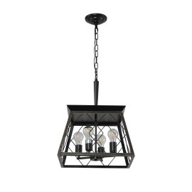 Golden Black 4 Lights Farmhouse Vintage Chandelier,Rustic Pendant Light,Industrial Light Fixture for Dining Room Kitchen IslandShade  color: Golden Black, Design Style: Farmhouse, Lamp Power(W): NO bulbs, Number of Lights: 4 Bulbs