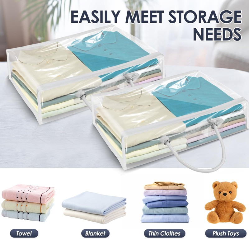 6 Pack Clear Pvc Clothes Storage Bags with Zip Reinforced