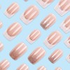 French Tips Press on Nails Short Square Silver Fake Nails